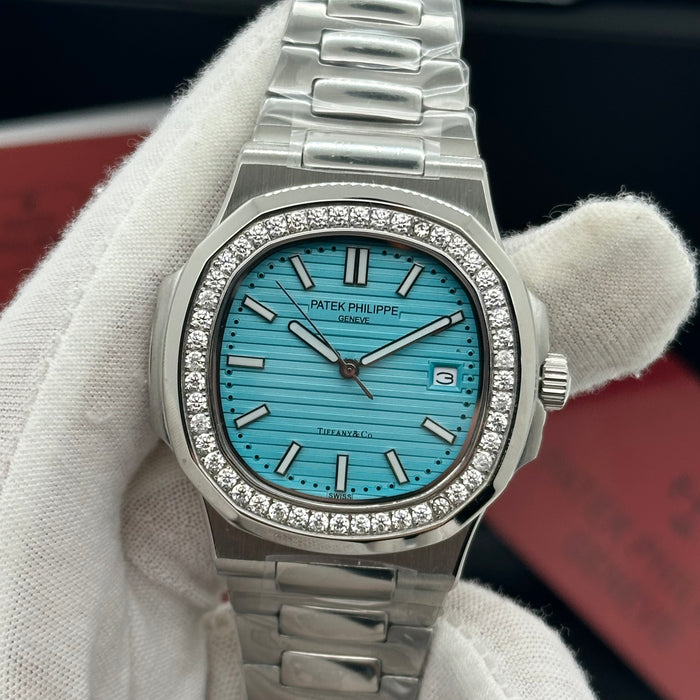 Patek Philippe Nautilus 40MM – Tiffany Blue Dial with Diamond Bezel (Stainless Steel)