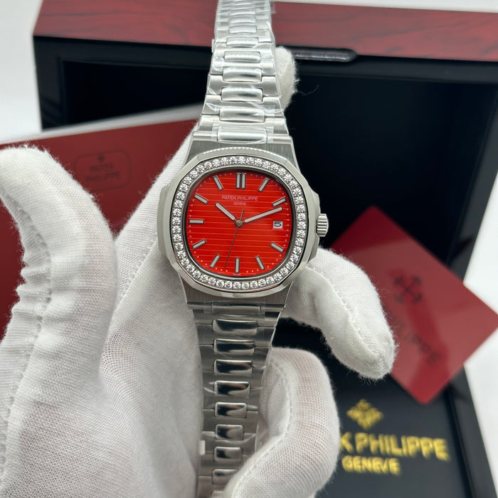 Patek Philippe Nautilus 40MM – Ruby Red Diamond Bezel Edition