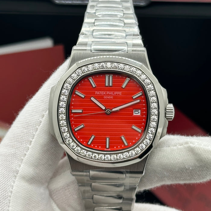 Patek Philippe Nautilus 40MM – Ruby Red Diamond Bezel Edition