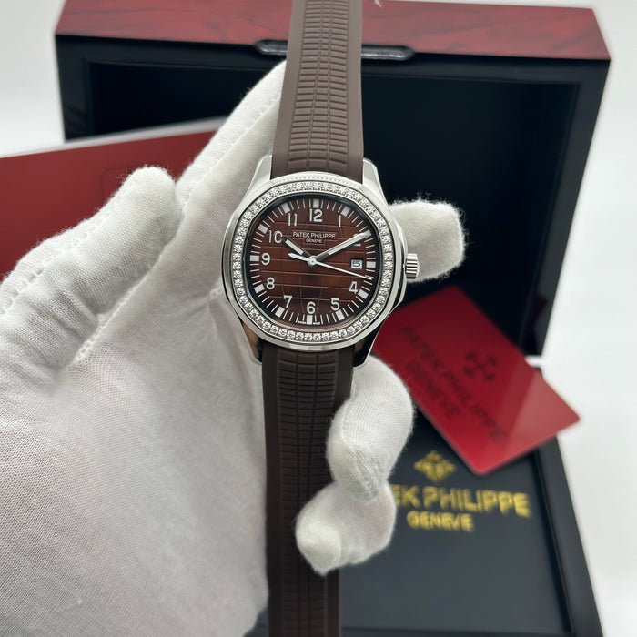 Patek Philippe Aquanaut 40MM Diamond Bezel – Brown Dial – Rubber Strap