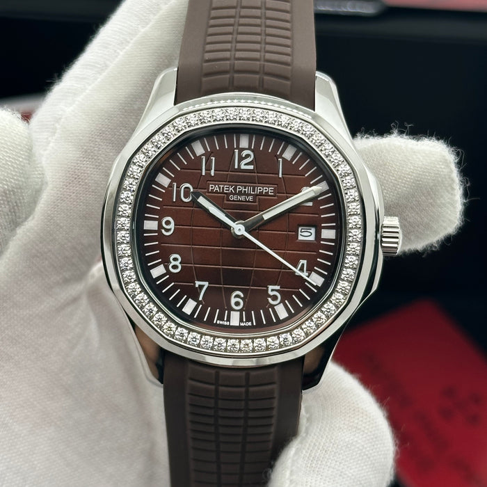 Patek Philippe Aquanaut 40MM Diamond Bezel – Brown Dial – Rubber Strap