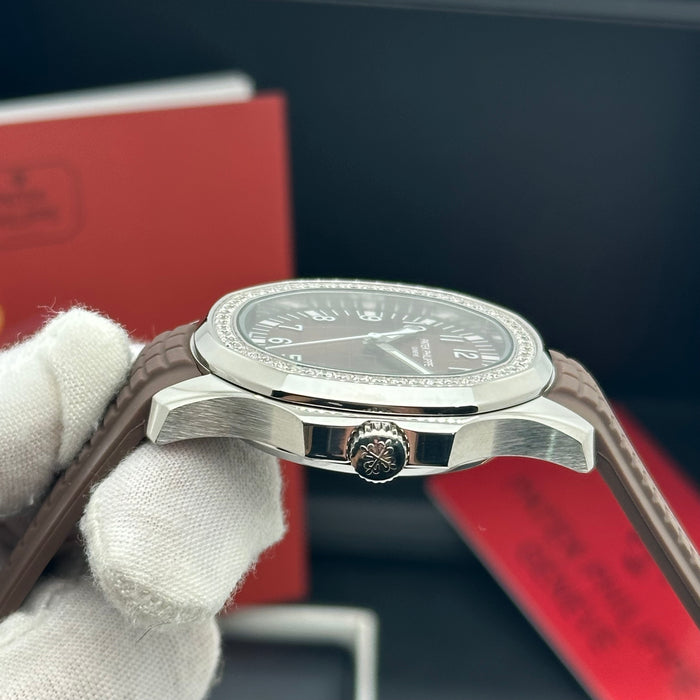 Patek Philippe Aquanaut 40MM Diamond Bezel – Brown Dial – Rubber Strap