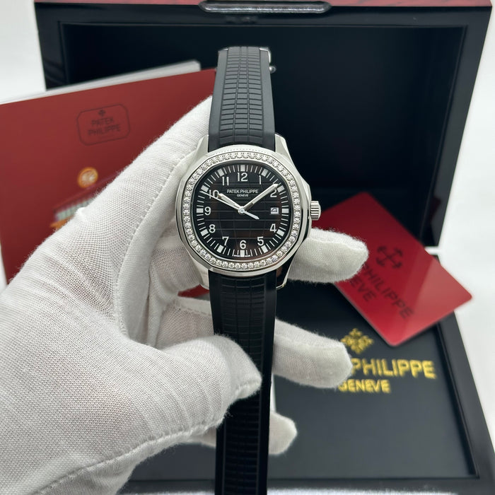 Patek Philippe Aquanaut 40MM Diamond Bezel Automatic Watch – Black Dial & Rubber Strap