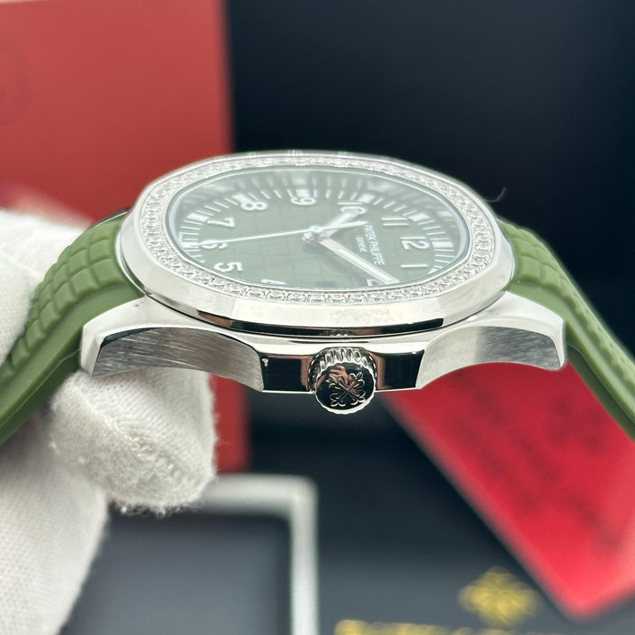 Patek Philippe Aquanaut 40MM | Green Dial – Diamond Bezel – Rubber Strap Edition
