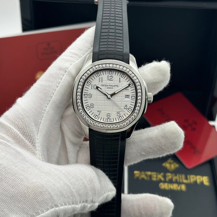 Patek Philippe Aquanaut 40MM White Dial Diamond White Edition & Black Rubber Strap