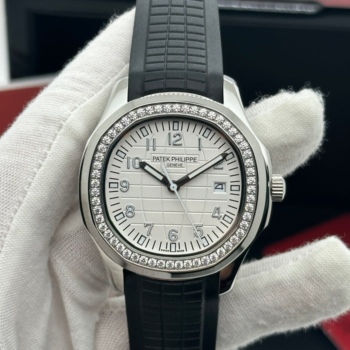 Patek Philippe Aquanaut 40MM White Dial Diamond White Edition & Black Rubber Strap