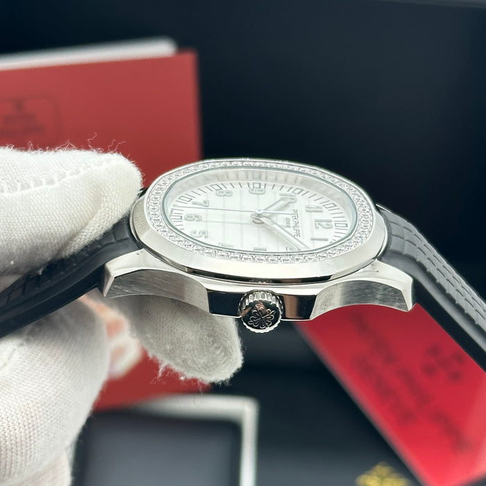 Patek Philippe Aquanaut 40MM White Dial Diamond White Edition & Black Rubber Strap