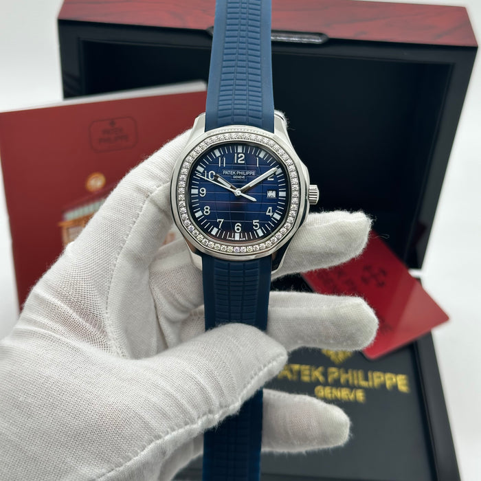Patek Philippe Aquanaut 40MM Blue Dial Diamond Bezel Edition & Blue Rubber Strap