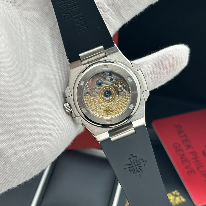 Patek philippe Nautilus Perpetual Calendar MoonPhase - White Dial & Black Rubber Strap