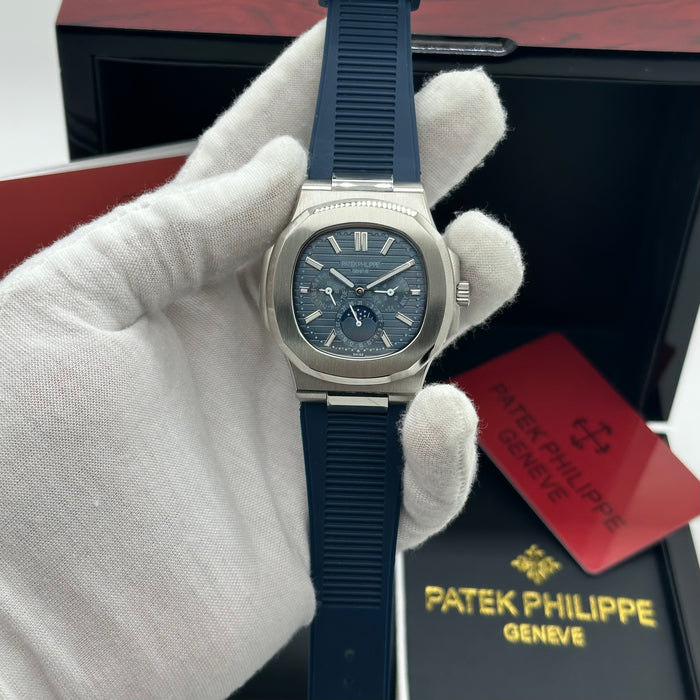 Patek philippe Nautilus Perpetual Calendar MoonPhase - Blue Dial & Blue Rubber Strap