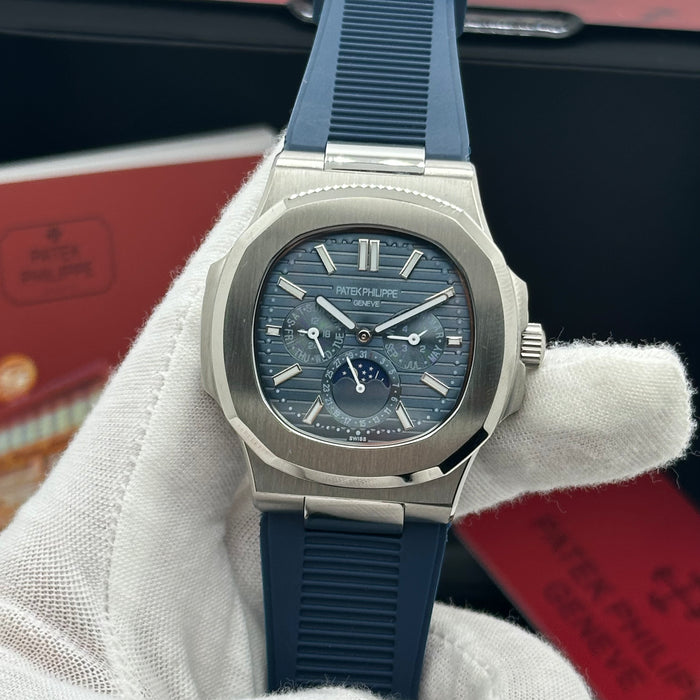 Patek philippe Nautilus Perpetual Calendar MoonPhase - Blue Dial & Blue Rubber Strap