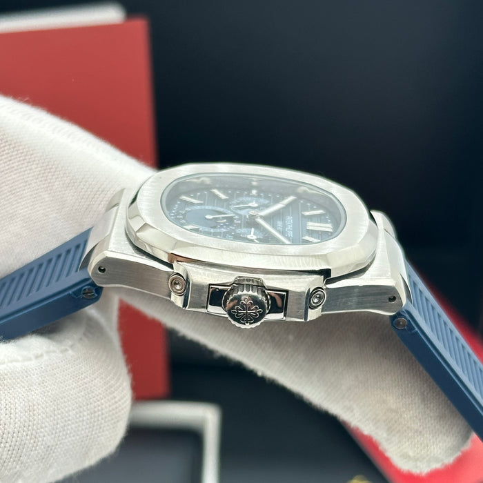 Patek philippe Nautilus Perpetual Calendar MoonPhase - Blue Dial & Blue Rubber Strap
