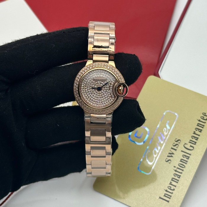 Cartier Ballon Bleu de Cartier 28mm – Full Diamond Paved Dial Rose Gold
