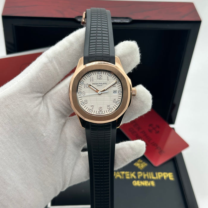 Patek Philippe Aquanaut Rose Gold - White Dial - Black Composite Strap