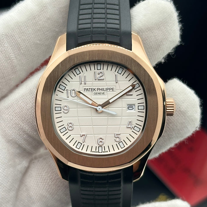 Patek Philippe Aquanaut Rose Gold - White Dial - Black Composite Strap