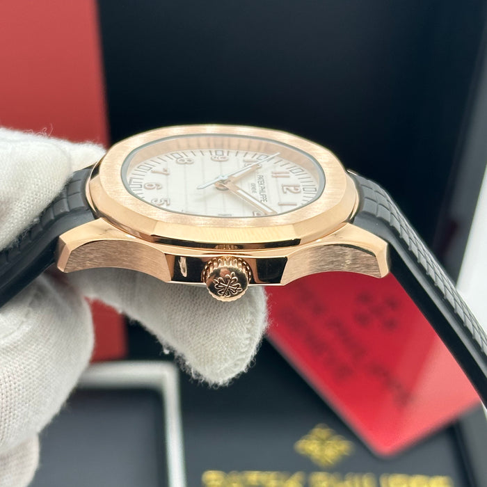 Patek Philippe Aquanaut Rose Gold - White Dial - Black Composite Strap