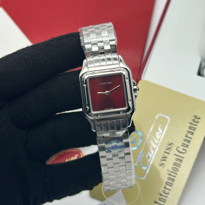 Cartier Panthère de Cartier Mini 27mm – Stainless Steel with Red Dial