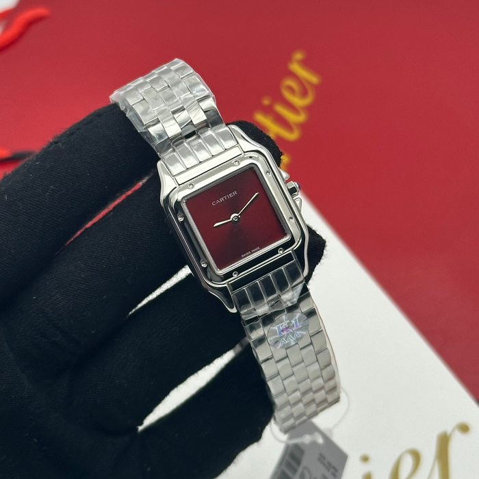 Cartier Panthère de Cartier Mini 27mm – Stainless Steel with Red Dial