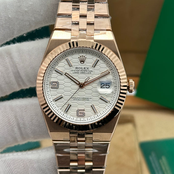 Rolex Oyster Perpetual Land-Dweller 41MM Rose Gold Watch - Swiss Super Clone 4M778520