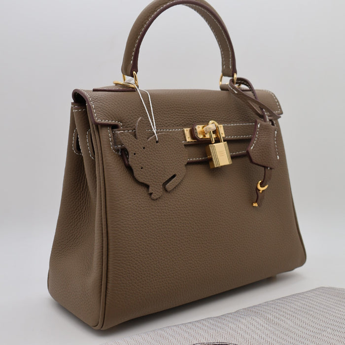 Hermes Genuine Leather Gold Lock Women Bag