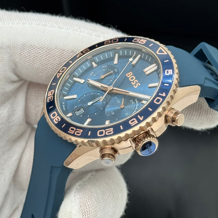 Hugo Boss Ocean Blue Chronograph – Rose Gold Case & Blue 1514169- Authentic