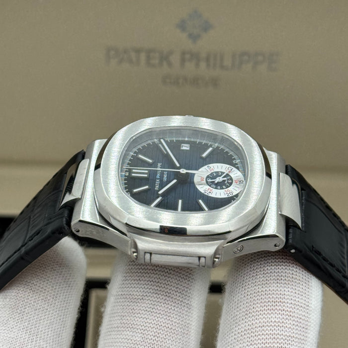Patek Philippe Nautilus Chronograph – Blue Dial – Black Leather – Swiss Super Clone