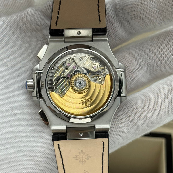 Patek Philippe Nautilus Chronograph – Blue Dial – Black Leather – Swiss Super Clone