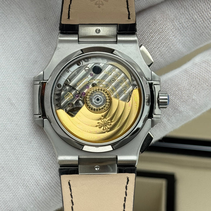Patek Philippe Nautilus Chronograph – Blue Dial – Black Leather – Swiss Super Clone