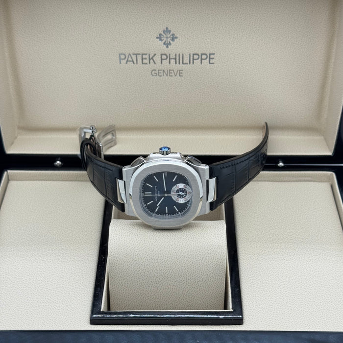 Patek Philippe Nautilus Chronograph – Blue Dial – Black Leather – Swiss Super Clone