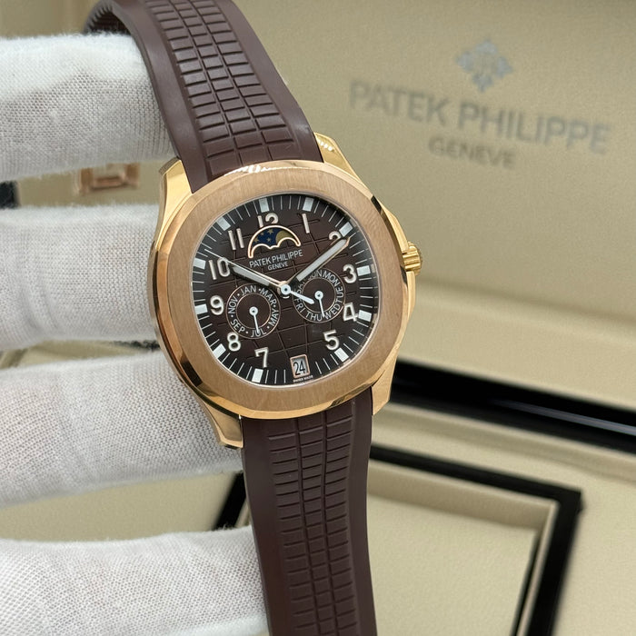 Patek Philippe Aquanaut Moon Phase Brown – Premium Swiss Super Clone | Automatic 40mm | Rubber Strap