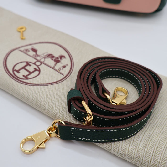 Hermes Genuine Leather Two-Tone Gold Lock Women Bag