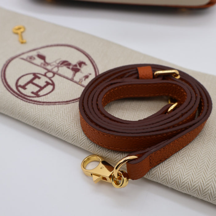 Hermes Genuine Leather Two-Tone Gold Lock Women Bag