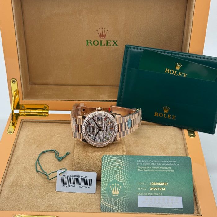 Rolex Day-Date – Rose Gold 36MM / Diamond & Rainbow Markers