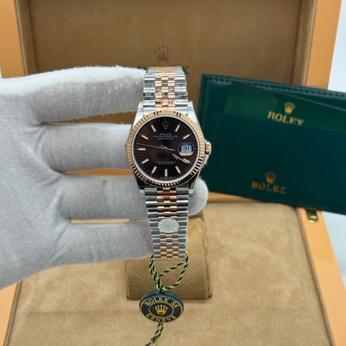 Rolex Datejust two-tone Style Watch – Chocolate Dial - Jubilee Bracelet | Swiss Super Clone
