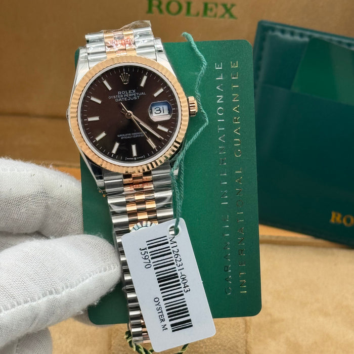 Rolex Datejust two-tone Style Watch – Chocolate Dial - Jubilee Bracelet | Swiss Super Clone