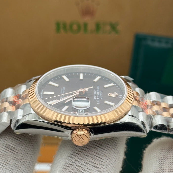 Rolex Datejust two-tone Style Watch – Chocolate Dial - Jubilee Bracelet | Swiss Super Clone