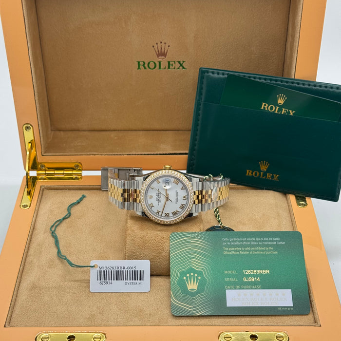 Rolex Date-Just 36MM Two-Tone Datejust Style Watch – Diamond Bezel, Roman Dial