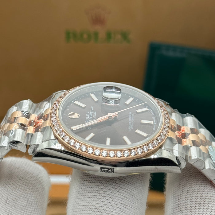 Rolex Datejust 36MM – Two-Tone Rose Gold & Steel Diamond Bezel  / Chocolate Dial