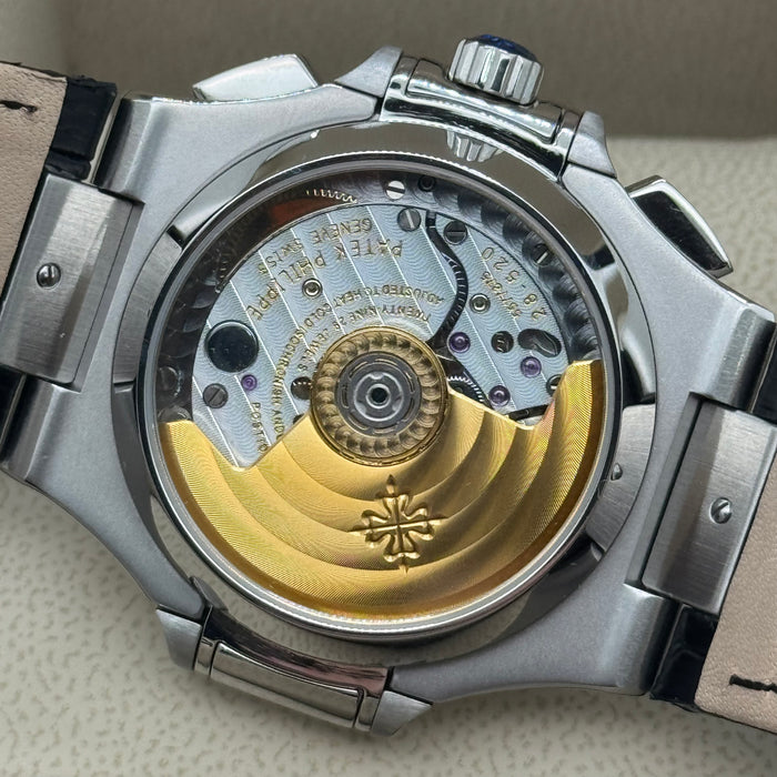 Patek Philippe Nautilus-Inspired Automatic Watch – Swiss Super Clone – White Dial (Leather Strap)