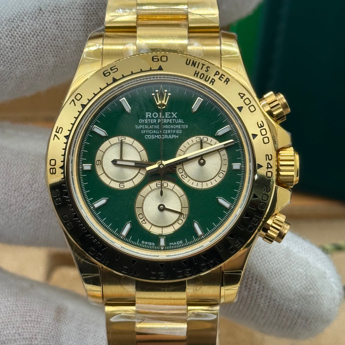 Rolex Daytouna Gold Chronograph Watch – Green Dial – Swiss Super Clone 2025 Version J23251