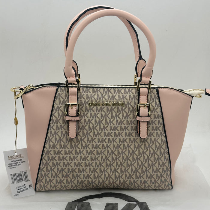 Michael Kors Mercer Medium Satchel Bag – Signature MK Canvas & Leather