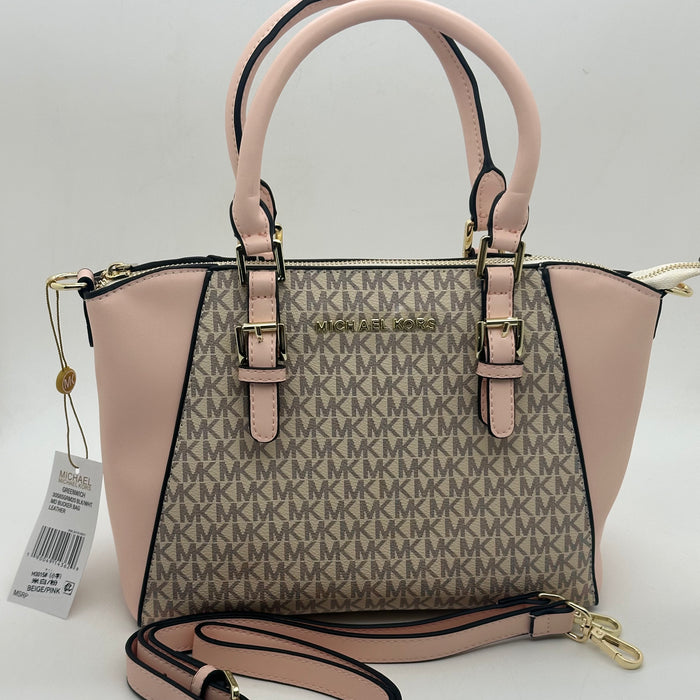 Michael Kors Mercer Medium Satchel Bag – Signature MK Canvas & Leather
