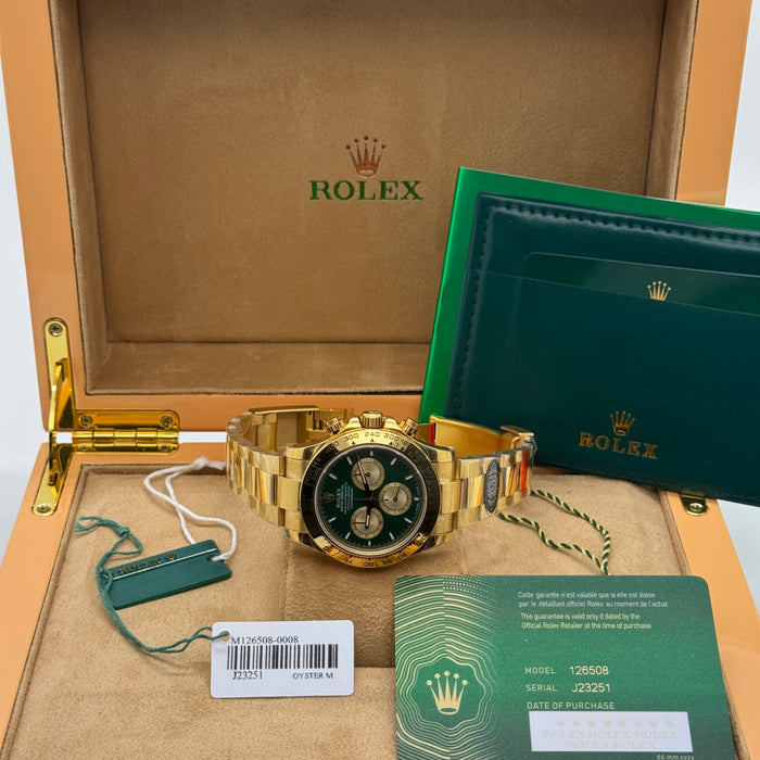 Rolex Daytouna Gold Chronograph Watch – Green Dial – Swiss Super Clone 2025 Version J23251
