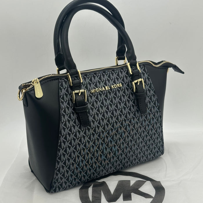 Michael Kors Mercer Medium Satchel Bag – Signature MK Canvas & Leather