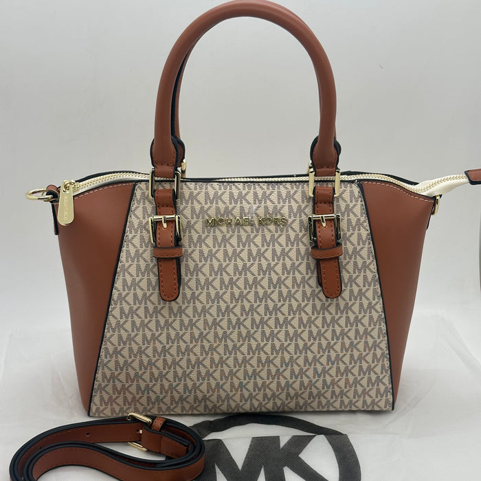 Michael Kors Mercer Medium Satchel Bag – Signature MK Canvas & Leather