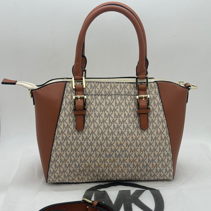 Michael Kors Mercer Medium Satchel Bag – Signature MK Canvas & Leather