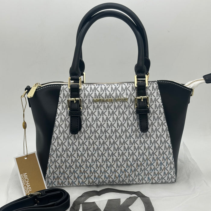 Michael Kors Mercer Medium Satchel Bag – Signature MK Canvas & Leather