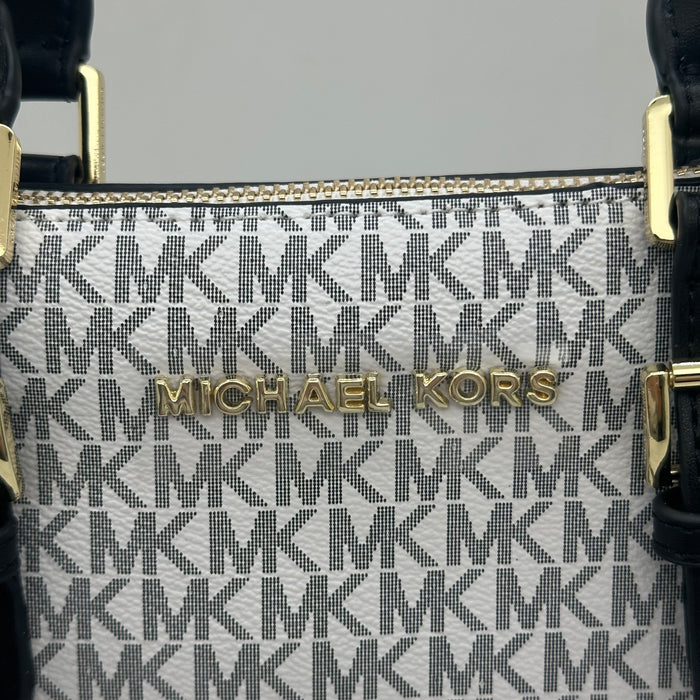 Michael Kors Mercer Medium Satchel Bag – Signature MK Canvas & Leather