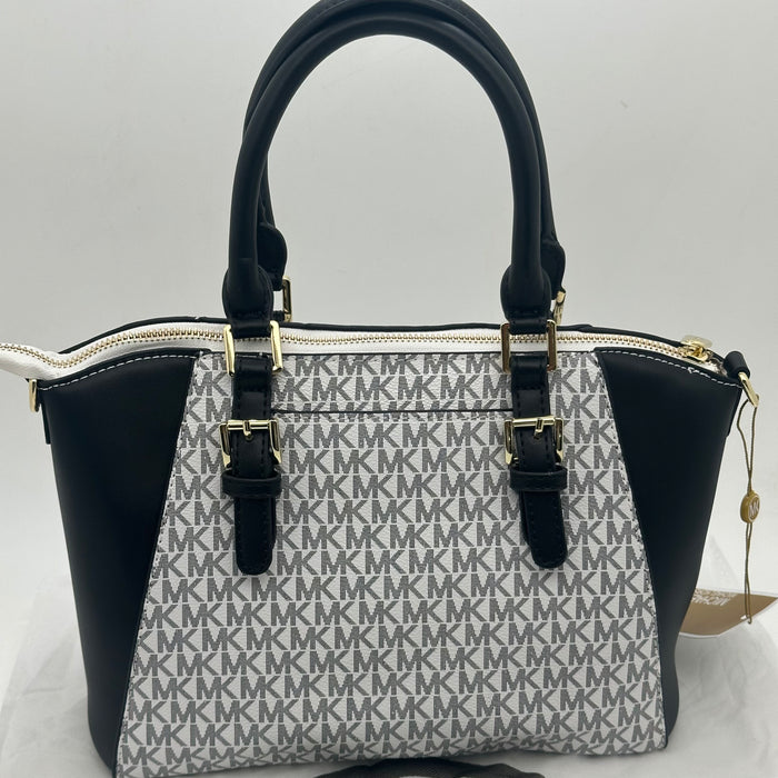Michael Kors Mercer Medium Satchel Bag – Signature MK Canvas & Leather