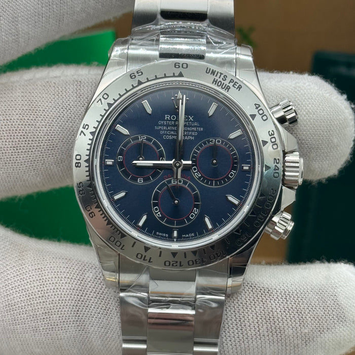 Rolex Daytona Silver Chronograph – Blue Dial – Swiss Super Clone (2025 Edition) H88F9318